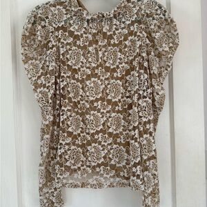 Elegant Lace Floral Top - translucent nude and White